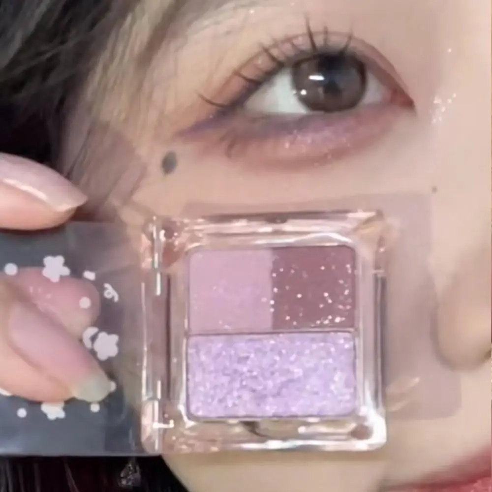 Палитра розовых и фиолетовых теней для век DIKALU 3 цвета матовая перламутровая