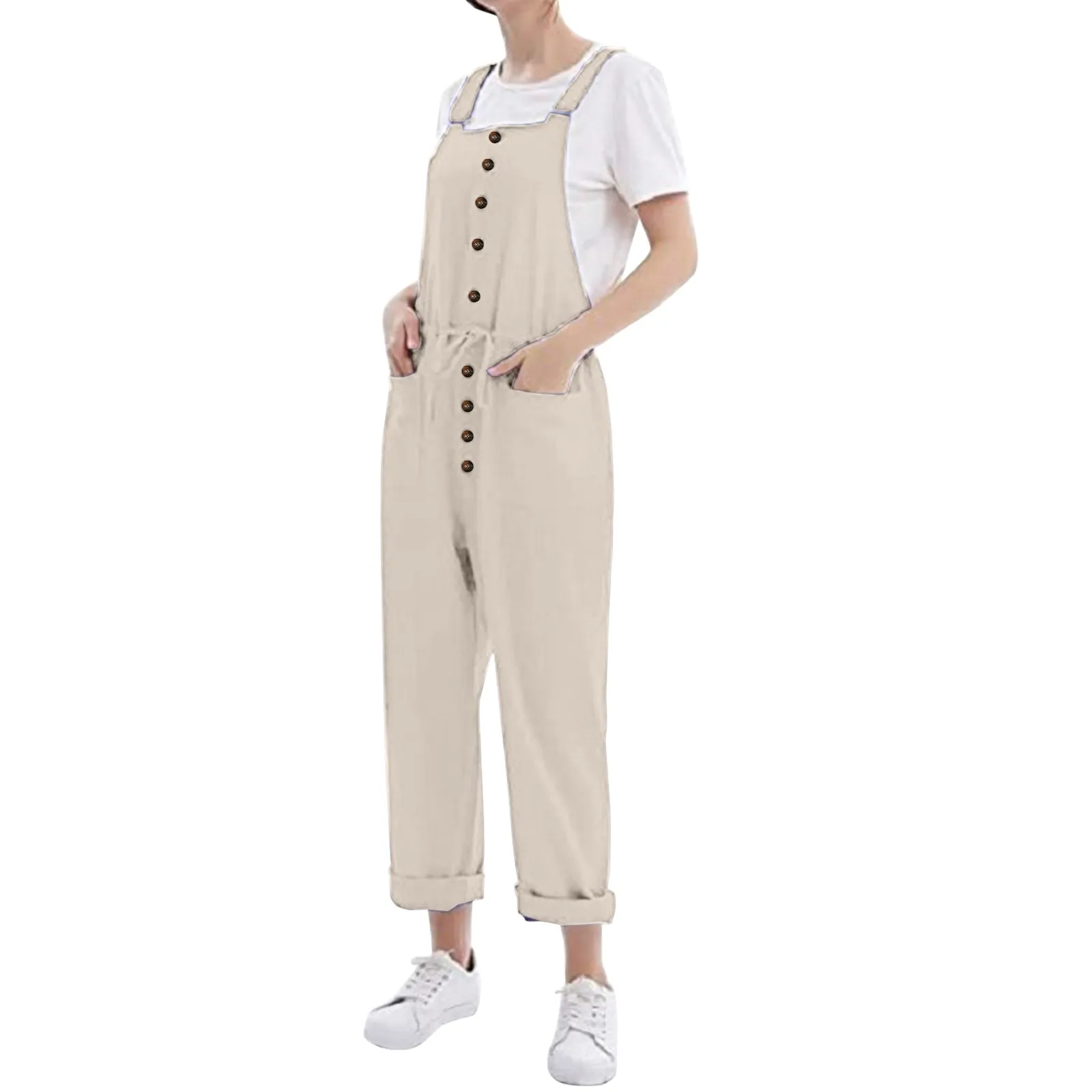 

Sophisticated Jumpsuit for Women Womens Loose Baggy Cotton Wide Leg Button Jumpsuits Rompers Womens Faux Leather Jumpsuit
