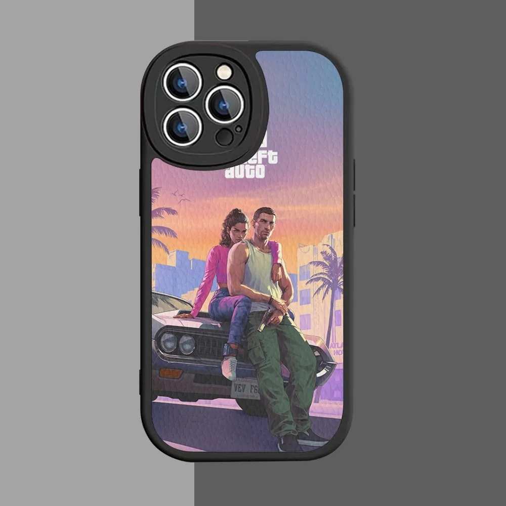 Чехол для телефона G-GTA 6 G-Grand Theft A-Auto из твердой кожи iPhone 16 15 14 13 12 Mini 11 Pro Max Xs X Xr 7 8 Plus