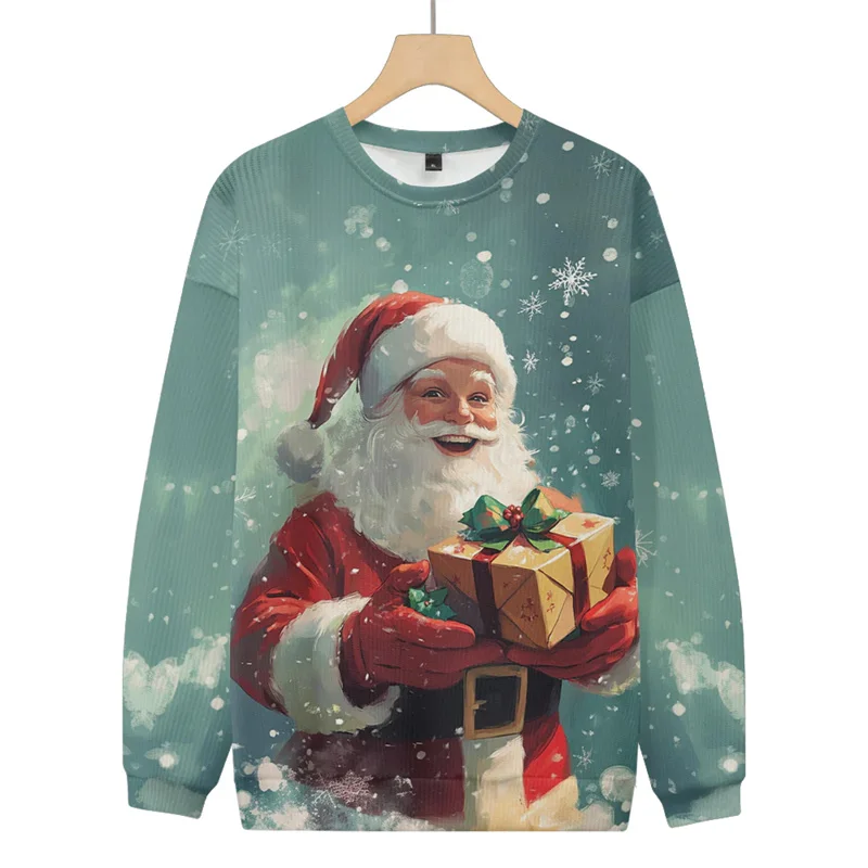 Canta Claus Ugly Christmas Sweater For Men 3d Printed Xmas Snowman Pullovers New Year Gift Crew Neck Sweatshirt Children Tops