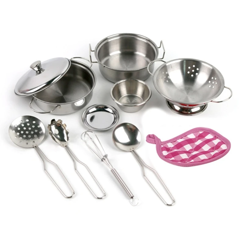

Kids Cookware Kits Pretend Play Foods Set Metal Pots Cookware Toy Cooking Set Early Development Educational Gift