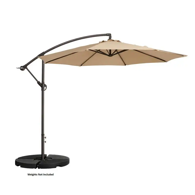 

10' Offset Outdoor Patio Umbrella with 8 Steel Ribs and Aluminum Pole and Vertical Tilt, Beige