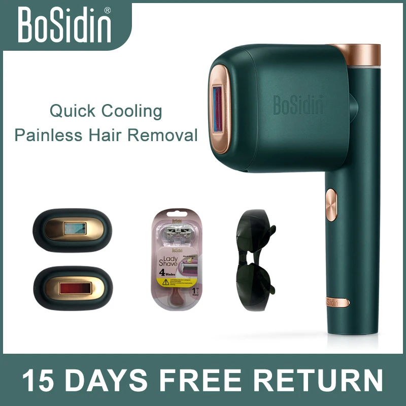 Bosidin-depiladora láser portátil de alta calidad para el rejuvenecimiento permanente de la piel, depilación IPL, cabezal giratorio de 180 grados para el hogar
