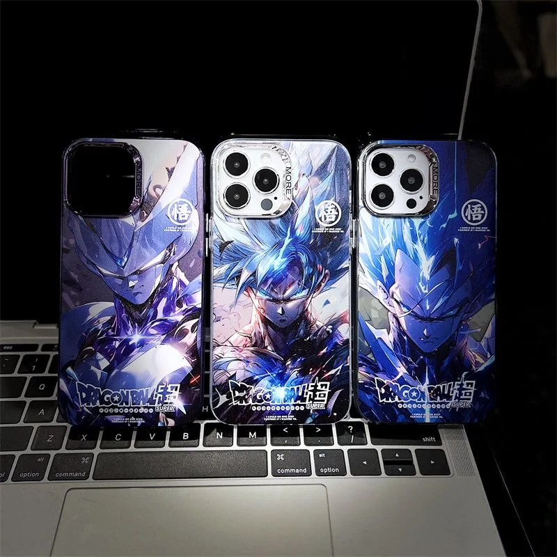 

Dragons Balls Gokus Vegetas electroplated blue cartoon Phone Cases For iPhone 15 14 13 12 11 Pro Max Back Cover