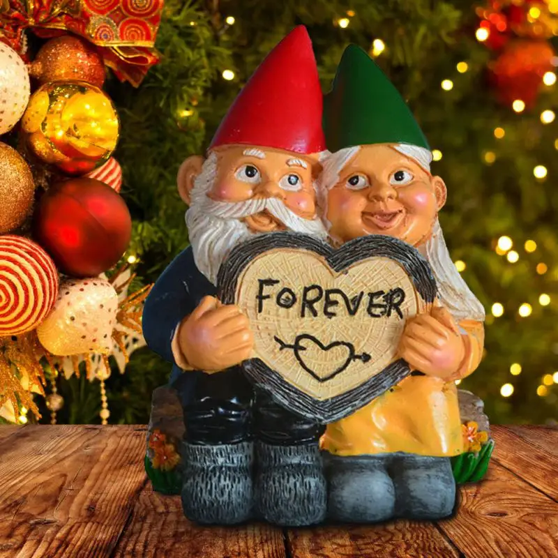 

Garden Cute Couple Statue Sculpted Dwarf Lovely Dwarf Resin Ornament For Home Wedding Anniversary Party Indoor Decoration