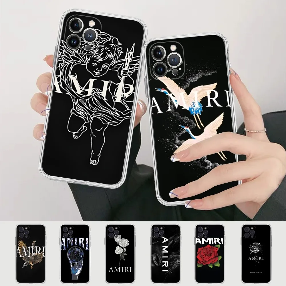 A-Amiri Phone Case Silicone Soft For Iphone 16 15 14 13 12 11 Pro Mini XS MAX Plus X Cover