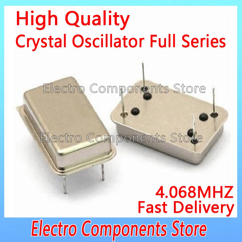 

2PCS/Lot 4.068MHz Crystal Oscillator Throught Hole Active Crystal 4.0680MHz OSC DIP-4 Rectangular Clock Vibration Full Size 4Pin