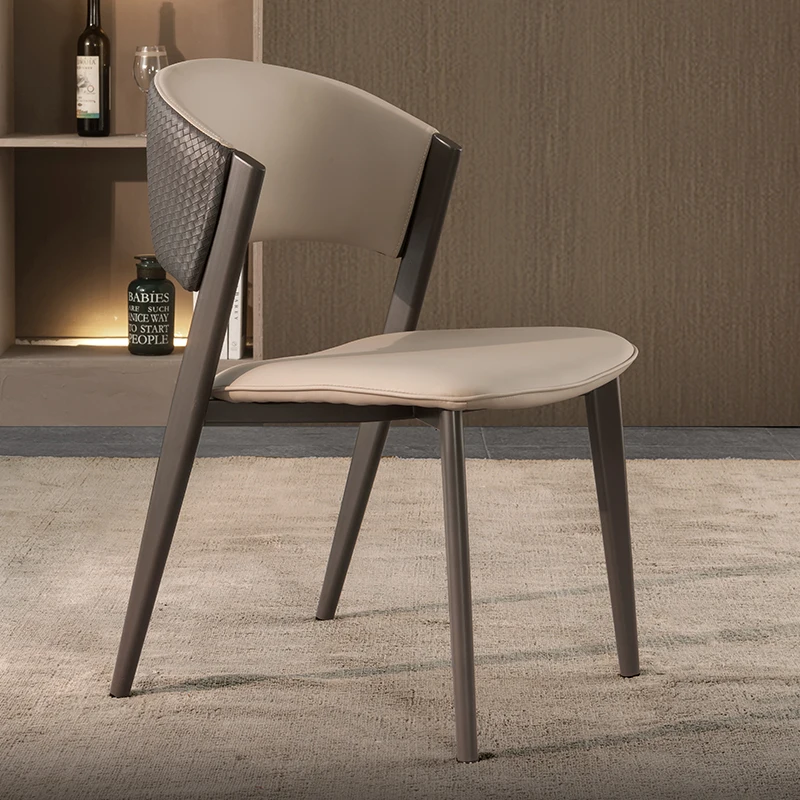 

Luxury Nordic Dining Chair Metal Leather Modern Balcony Office Chair Vanity Design Bedroom Chaise Design Restaurant Furiture