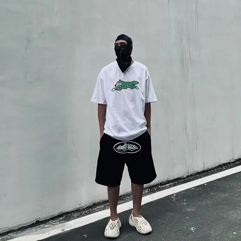 

Streetwear Hip Hop Shorts Men's Loose Casual Pattern Printed Straight-Leg Five Points Sweatpants Harajuku Elastic Waist Joggers