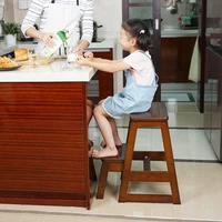 simple folding ladder solid wood high stools kitchen multifunctional children step ladder chair stable load bearing step ladder