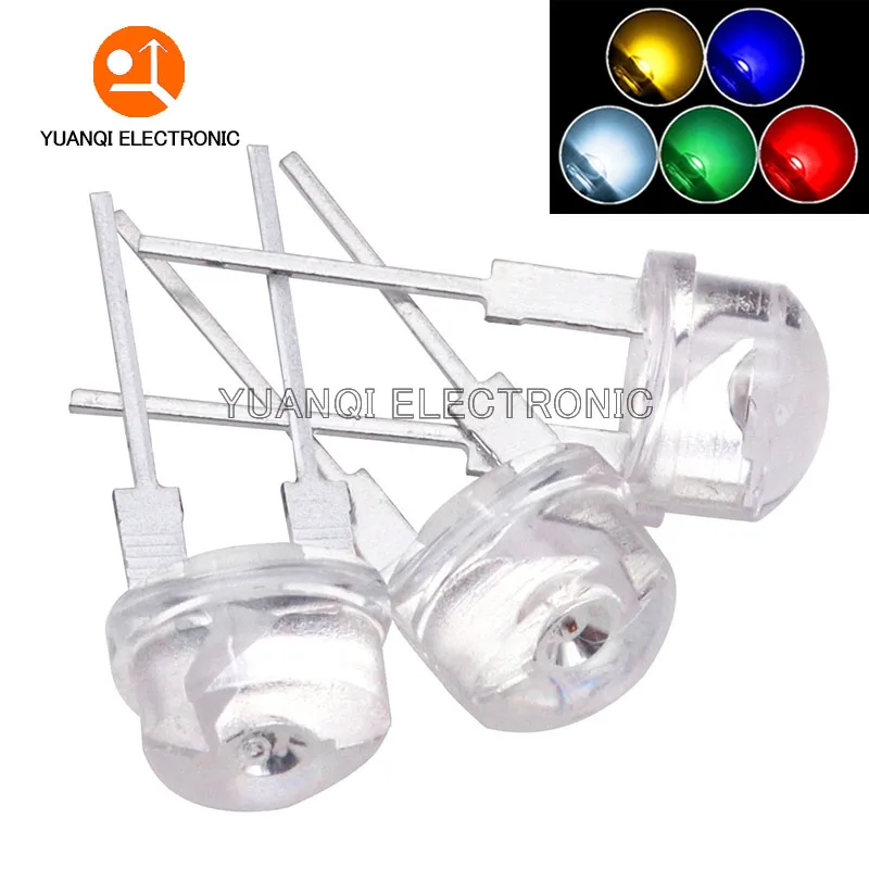 

10 шт. 8 мм 0,5 Вт соломенная шляпа светодиодсветодиодный белая супер яркая светодиодный ная лампа 3,0-3,2 в широкий угол F8 прозрасветодиодный све...