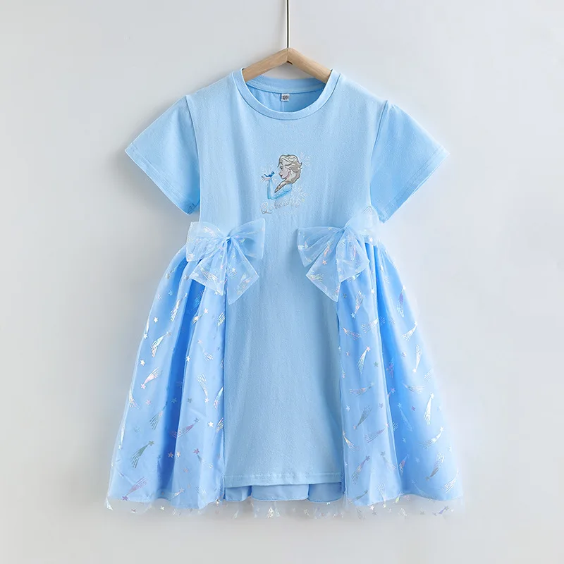 

Платье детское летнее Сетчатое с бантом, на Возраст 3-10 лет