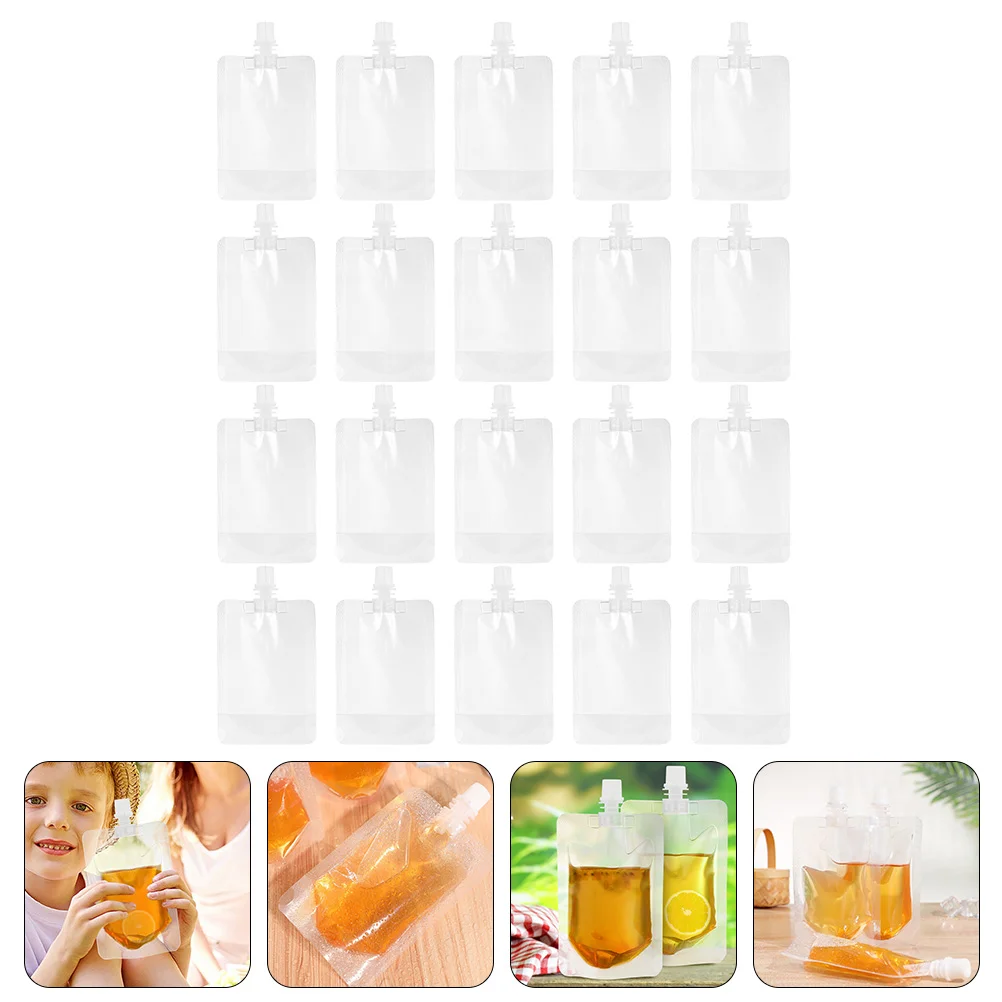 

20pcs Transparent Beverage Packaging Bags Portable Bag Liquid Pouches