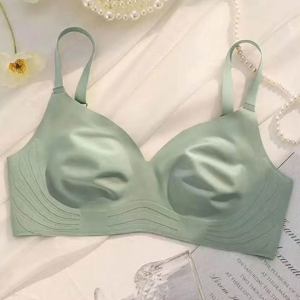 

Seamless Padded Brassiere Breathable Ice Silk Women's Bra Seamless Lightweight Support for Soft Elastic Breast Comfort No Steel