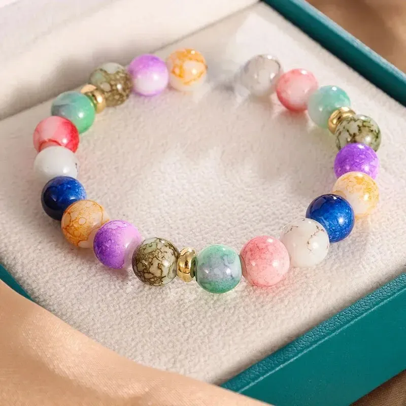 Браслет из натурального вулканического цветного энергетического камня оптовая