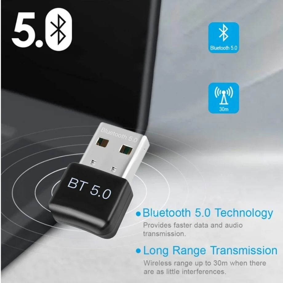 PzzPss Mini Wireless USB Bluetooth 5.0 Adapter Receiver Dongle Low Latency Audio Music Bluthooth 5.0 Transmitter For PC Laptop images - 6