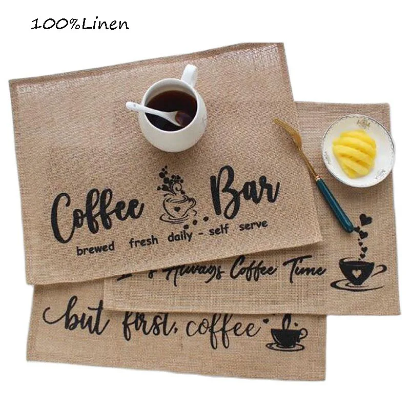 

Europe ins braid linen Printed table place mat pad Cloth Coffee tea placemat cup Christmas party coaster doily kitchen accessory