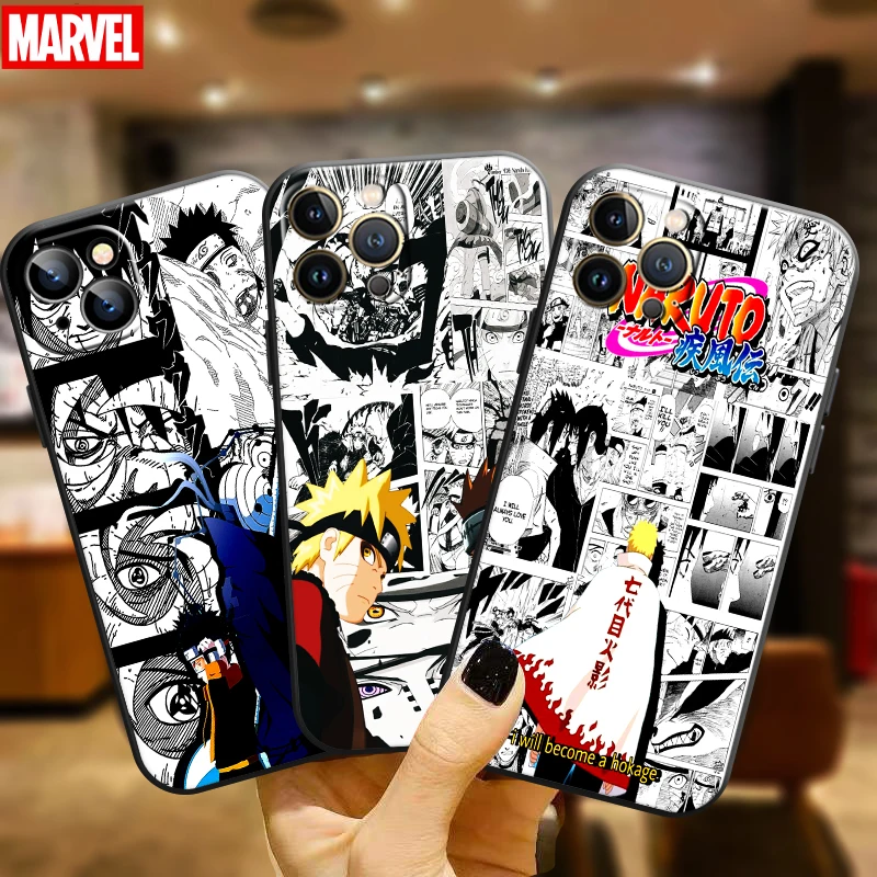 

Japan Naruto Akatsuki Comics For Apple iPhone 11 12 13 Pro Max 12 13 Mini X XR XS Max SE 6 6S 7 8 Plus Phone Case Black Coque