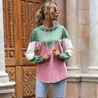 2022 new fashion autumn womens casual loose slimming sports color matching hoodies trend joker hooded pullover sweater ladies