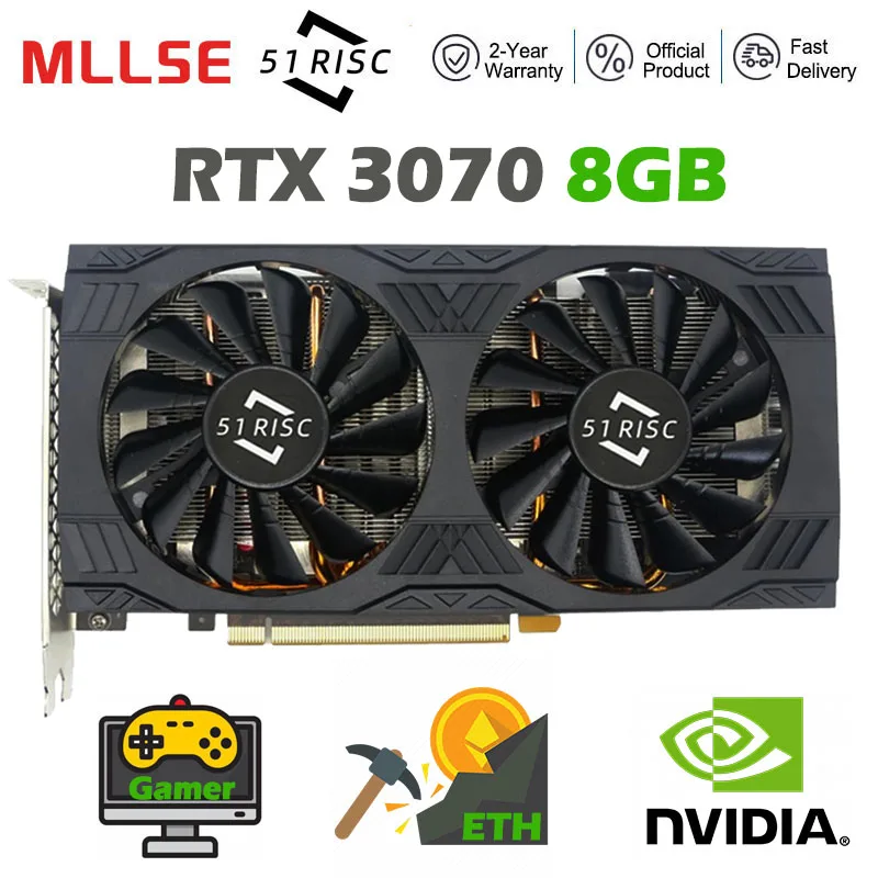 

MLLSE Mining Card RTX 3070 8GB GDDR6 GPU DP*3 PCI-E 3.0 x16 256bit GPU NVIDIA RTX3070 8GB Graphics Card ETH Hashrate 65+ Mh/s
