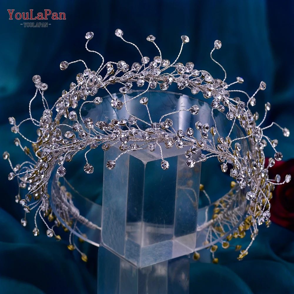 YoulaPan Bridal Headband Wedding Hair Accessories Rhinestone Woman Headdress Bride Hairbands Married Gorgeous Jewelry HP463