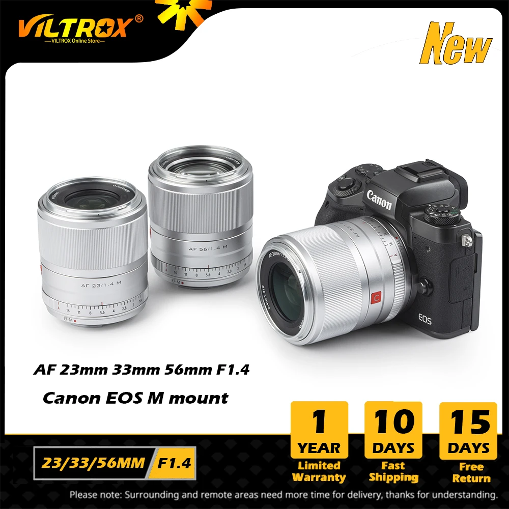

VILTROX 23mm 33mm 56mm F1.4 Canon Lens Auto Focus Large Aperture Portrait Lenses for Canon EOS M Mount M6II M200 M50 Camera Lens