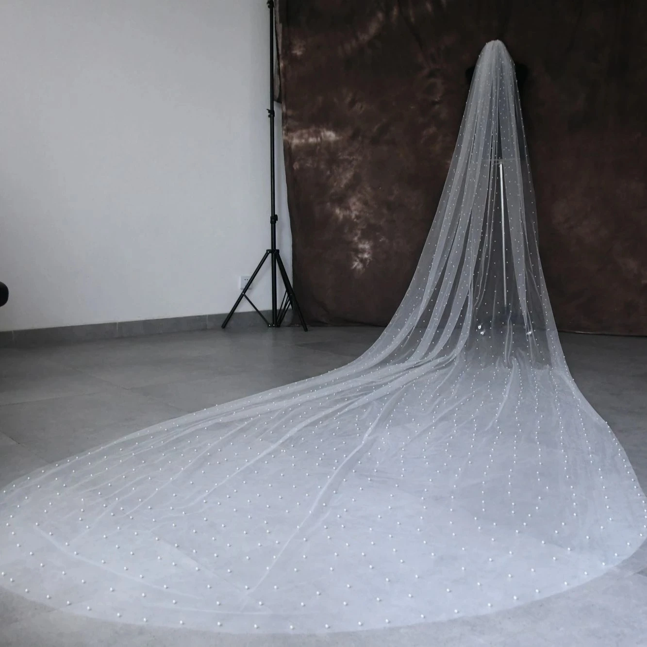 

Свадебная фата с жемчугом длиной 5 метров, свадебная фата с бисером, собор длиной 3 м, широкая драматическая одноуровневая Фата