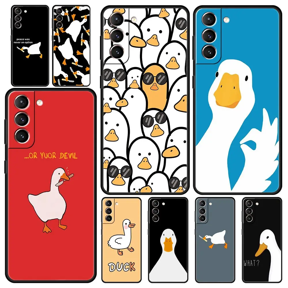 

Cartoon Cute Goose duck Game Phone Case For Samsung Galaxy S23 Ultra S22 S21 S20 FE 5G S10 S10E S9 S8 Plus Note 20 Soft Cover