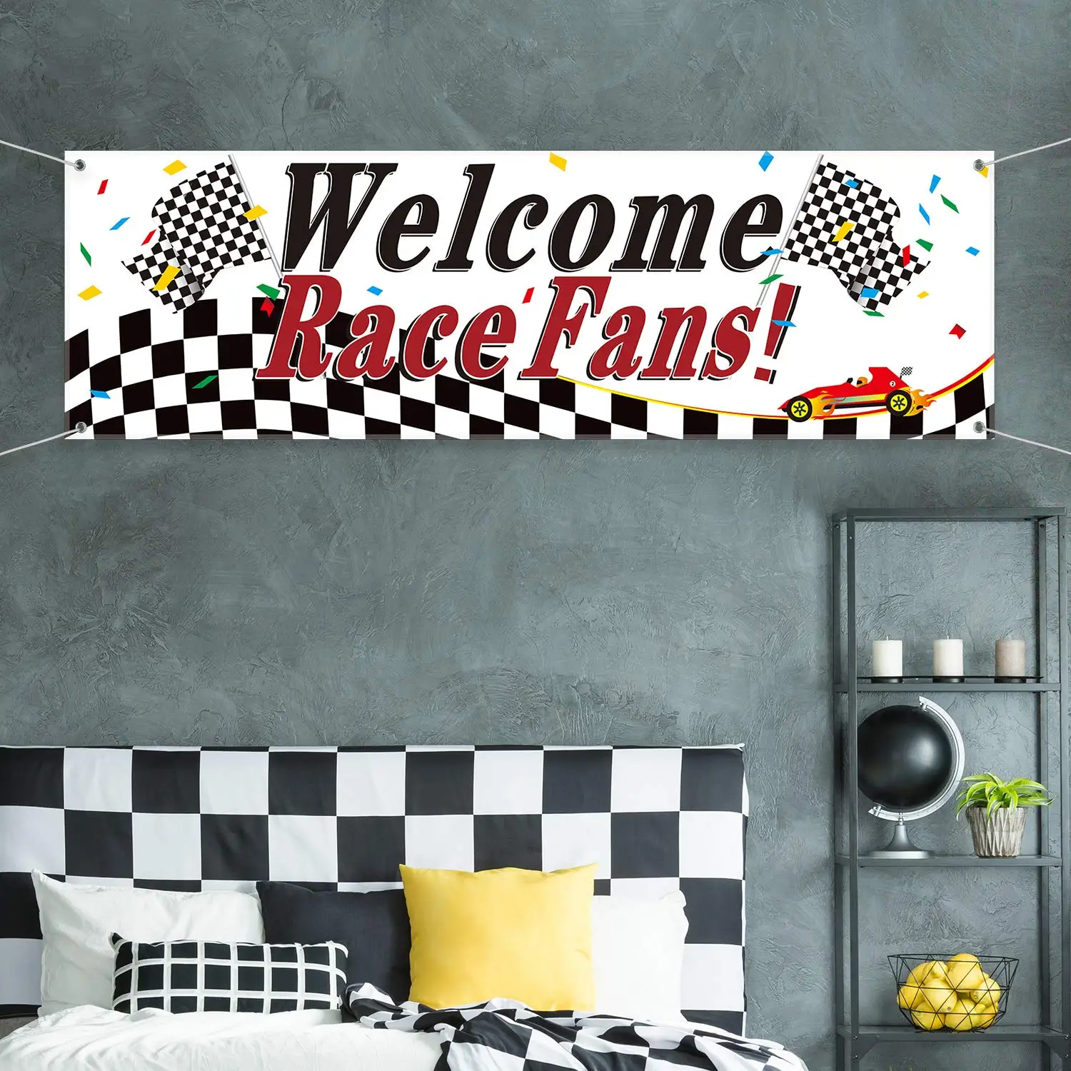 

Racing Party Banner Decorations Welcome Race Fans Banners Party Suppliers Race Car Backdrop Photo Booth Props Birthday Banner