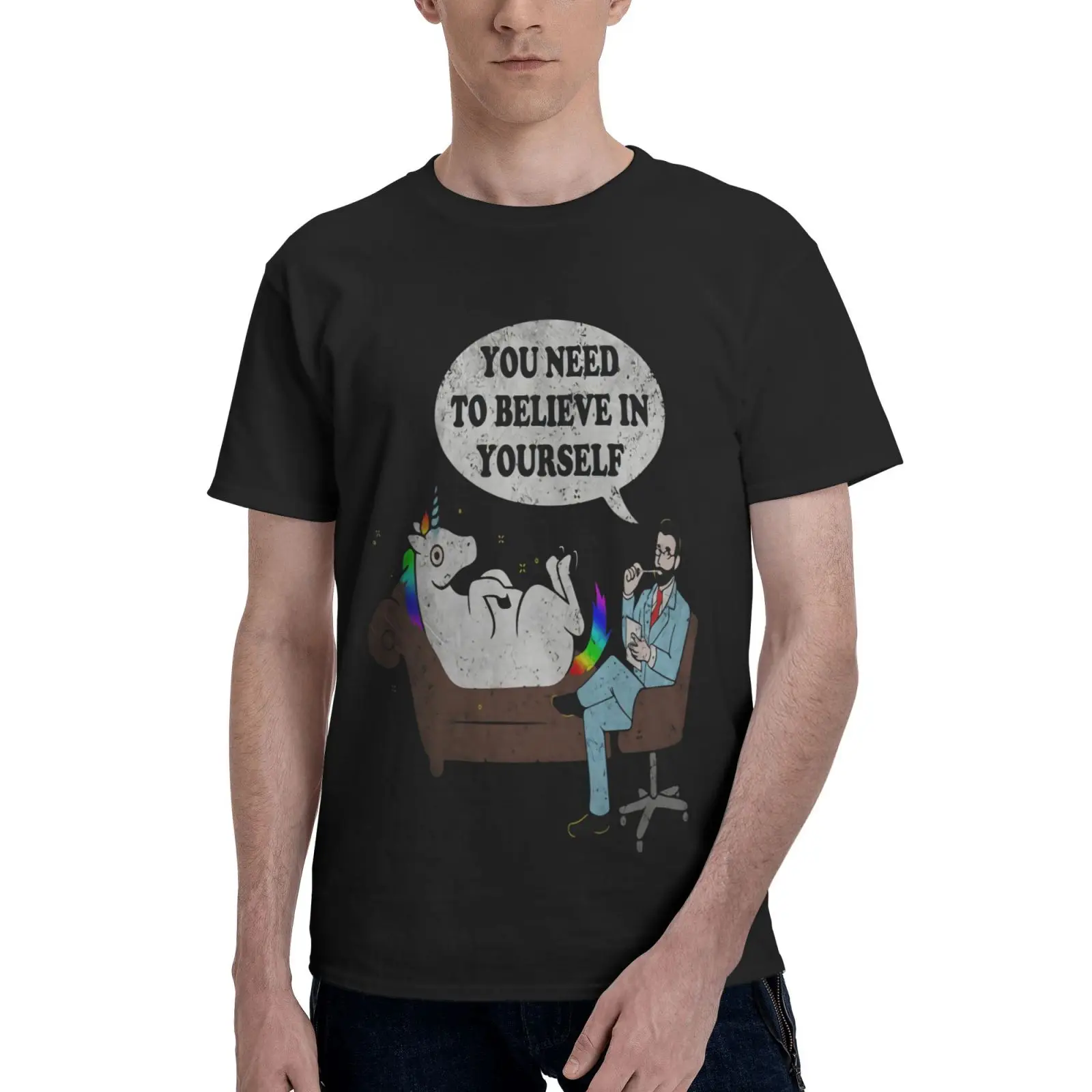 

Футболка мужская оверсайз с психоединорогом айнхорном