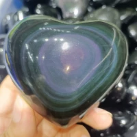natural color obsidian heart hand carving crystal energy home decoration craft gifts