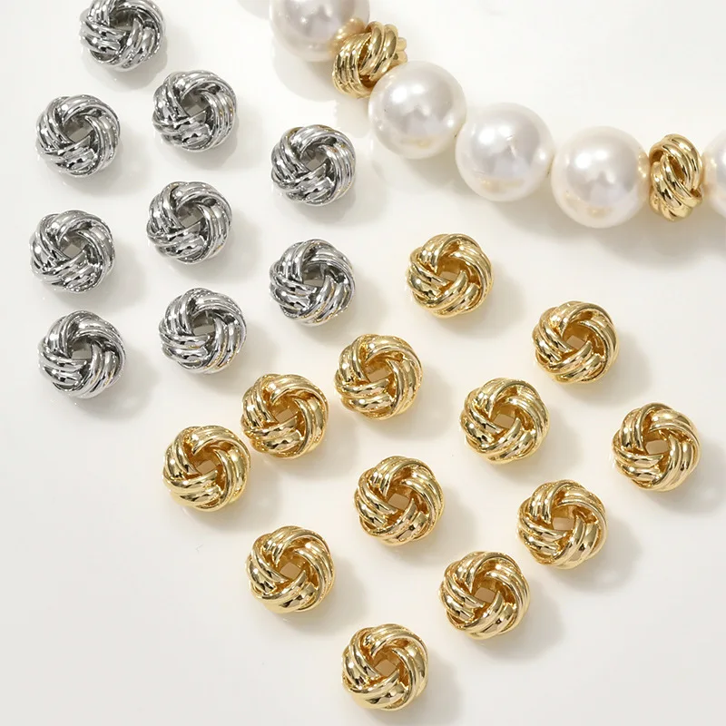 Позолоченные Металлические Твист-бусины 14 к 5 шт. твист-текстура плоская