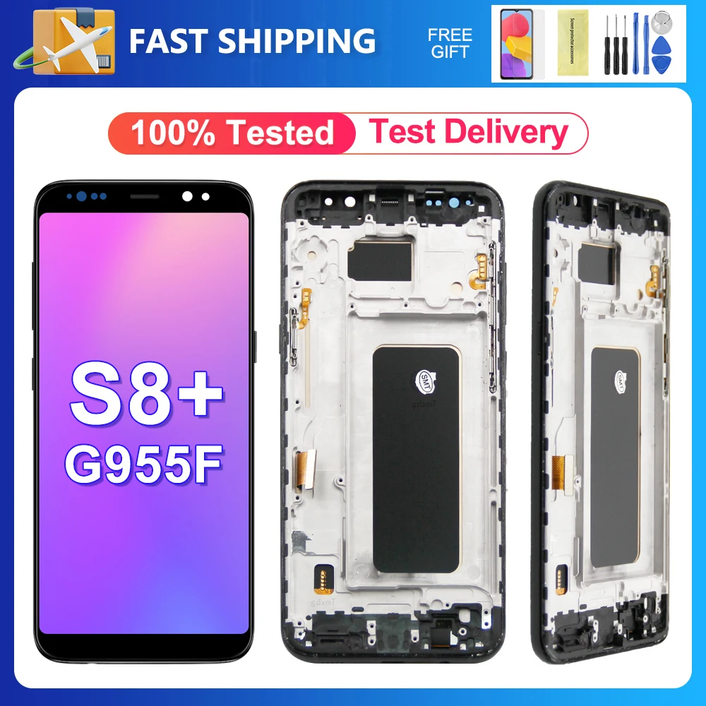 S8 Plus High Quality TFT For Samsung Galaxy S8 Plus SM-G955F G955FD LCD Display Touch Screen Digitizer Assembly with Frame S8LCD
