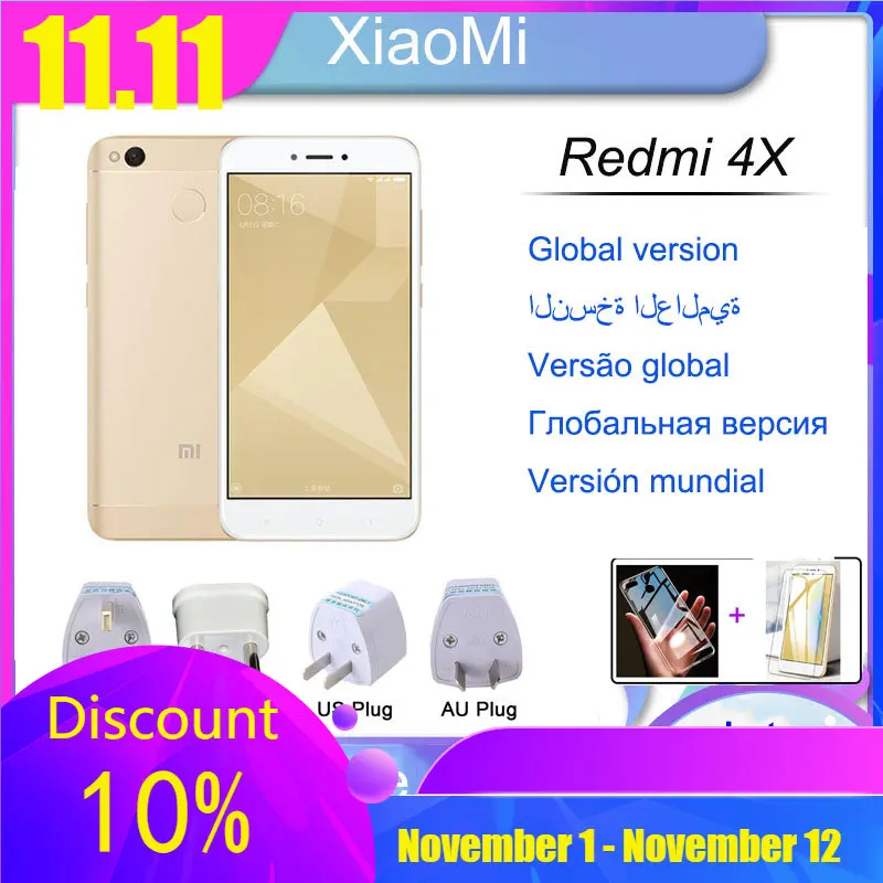 Najtaniej Xiaomi Redmi 4X Smartphone 4000mAh HD Ekran Snapdragon 435 13.0MP Tylny Aparat Fotograficzny
