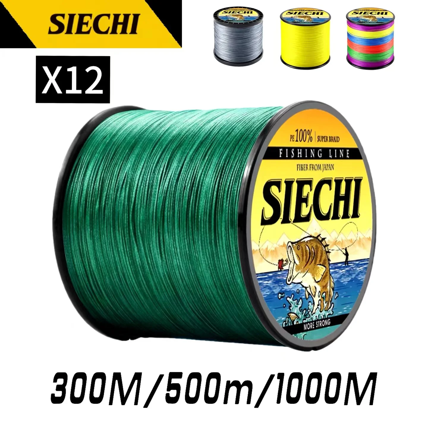 SIECHI леска для морской рыбалки из прочного ПЭ X12 плетеная рыболовная 300 м 500 1000 12