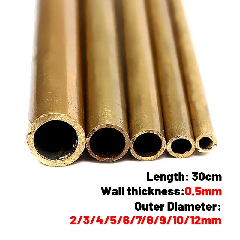 

Латунные трубки для самостоятельной сборки, 1 шт., диаметр 2/3/4/5/6/7/8/9/10/12 мм, длина 300 мм, Длина 0,45 мм, настенная латунная трубка, режущая латунна...