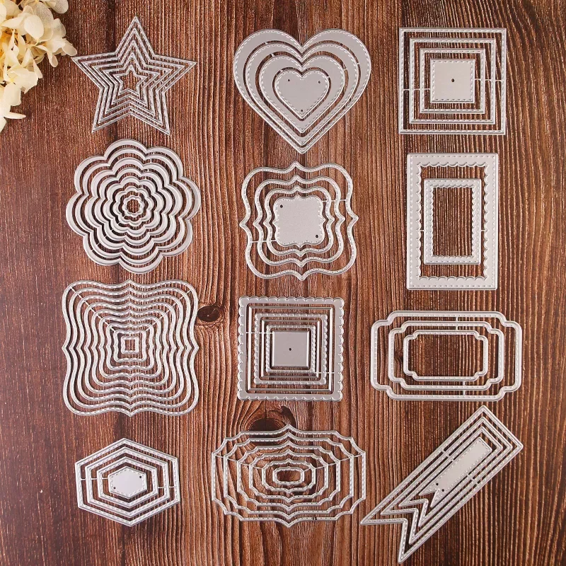 

square star heart rectangle circle metal cutting dies for diy scrapbooking album paper card embossed template stencil dies