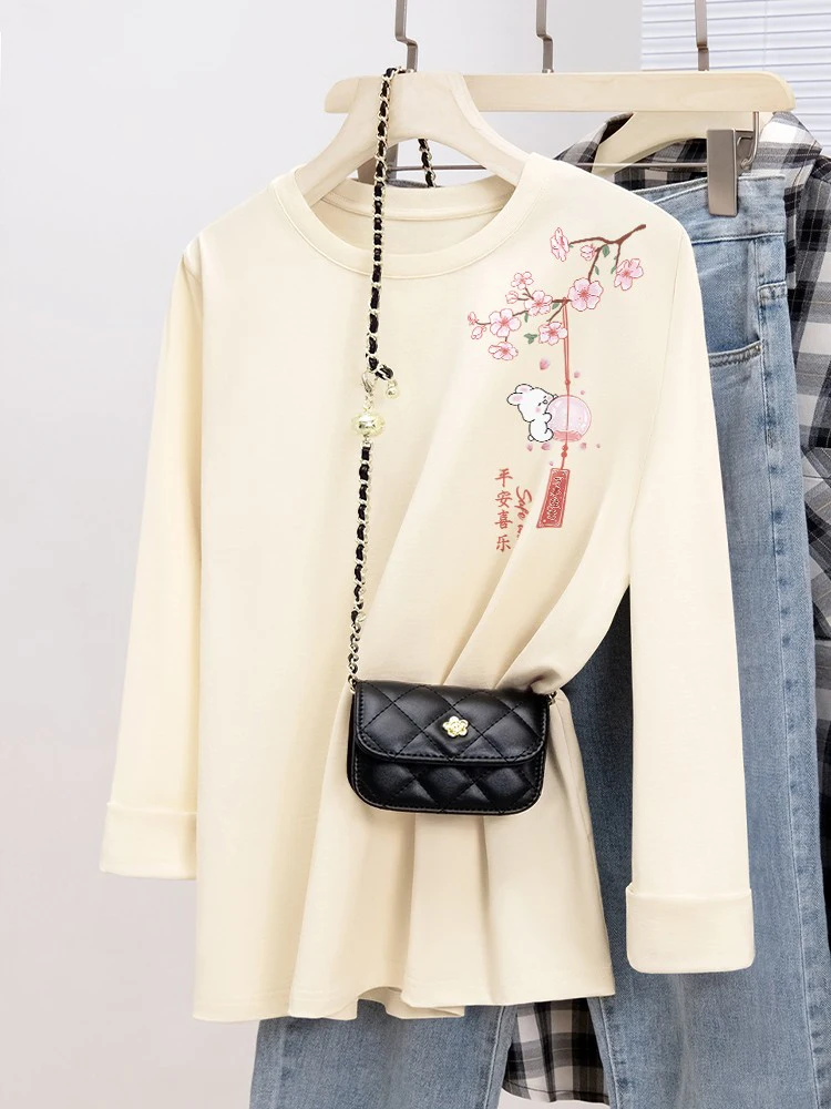 Senma up Cotton to Long sleeves Shirt Women Autumn 2024 New Stacked Inner wear Top Plus size Bottoming |