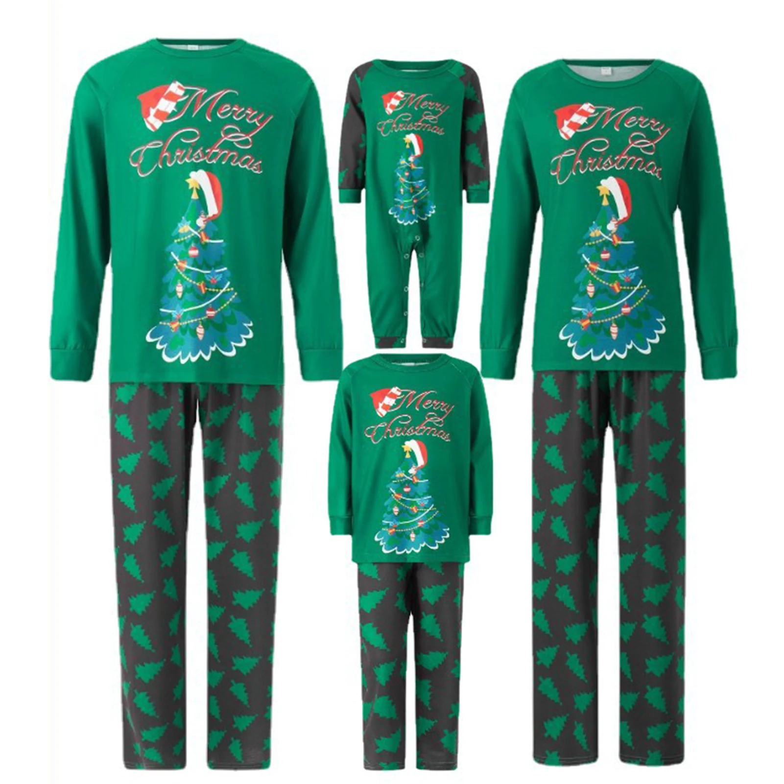 

Christmas Tree Family Pajamas Set Family Matching Outfits Mom Dad Kids Baby Shirt Top Pattern Trousers Korean Summer Clothe 2023