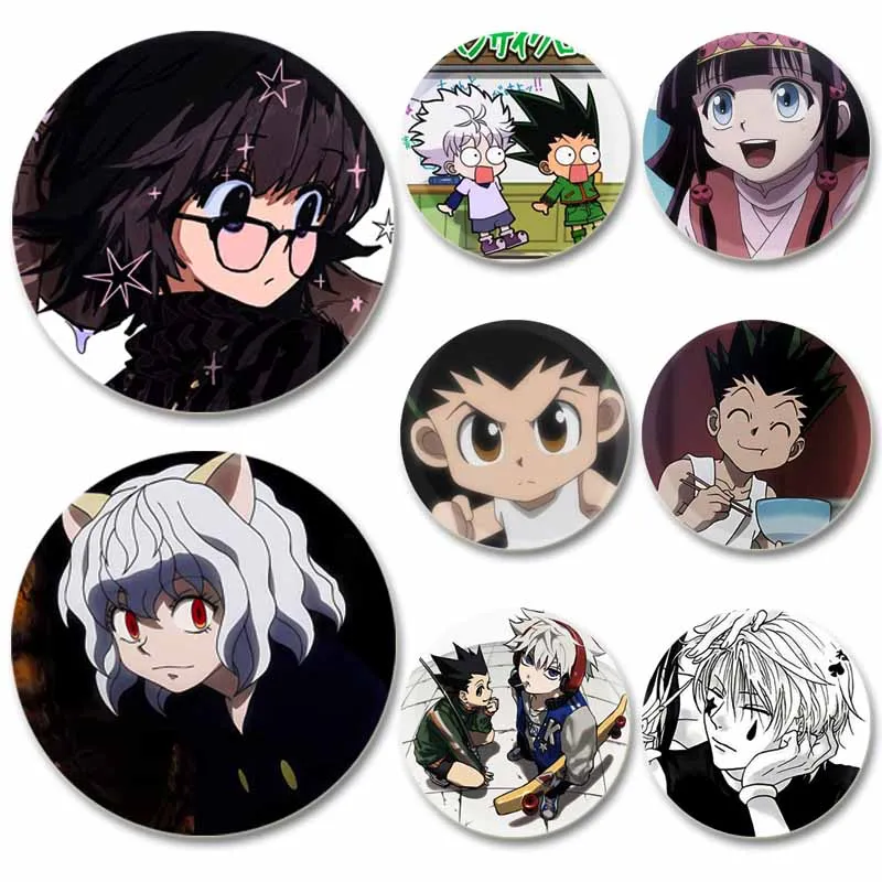 Hot Anime Character GON·FREECSS Kurapika Killua Zoldyck Hisoka Cute Cartoon Badge Round Display Brooches Jewelry Gift Accessory