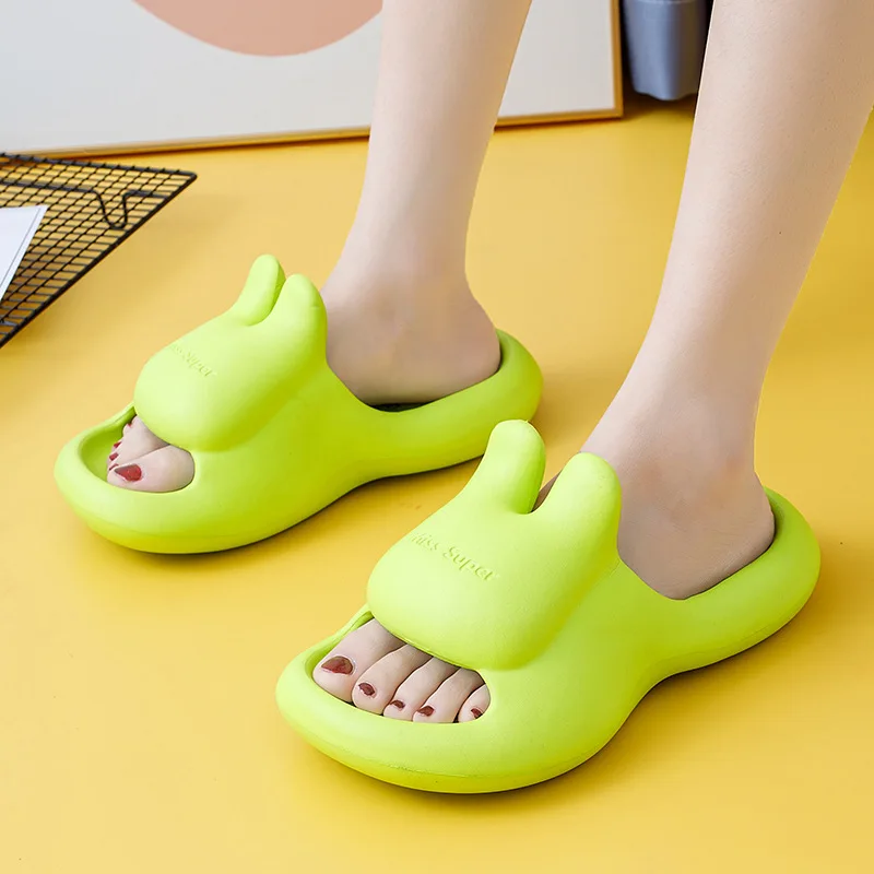 New Platform Slippers For Women Designer Cartoon Rabbit Pool Slides EVA Summer Thick Bottom Sandals Bedroom Funny Beach Shoes