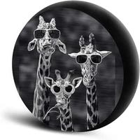 animal giraffe print portable polyester universal spare tire tire cover wheel cover for trailer suv truck camping travel trailer