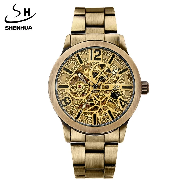 SHENHUA 9269 модные мужские автоматические механические часы в стиле стимпанк