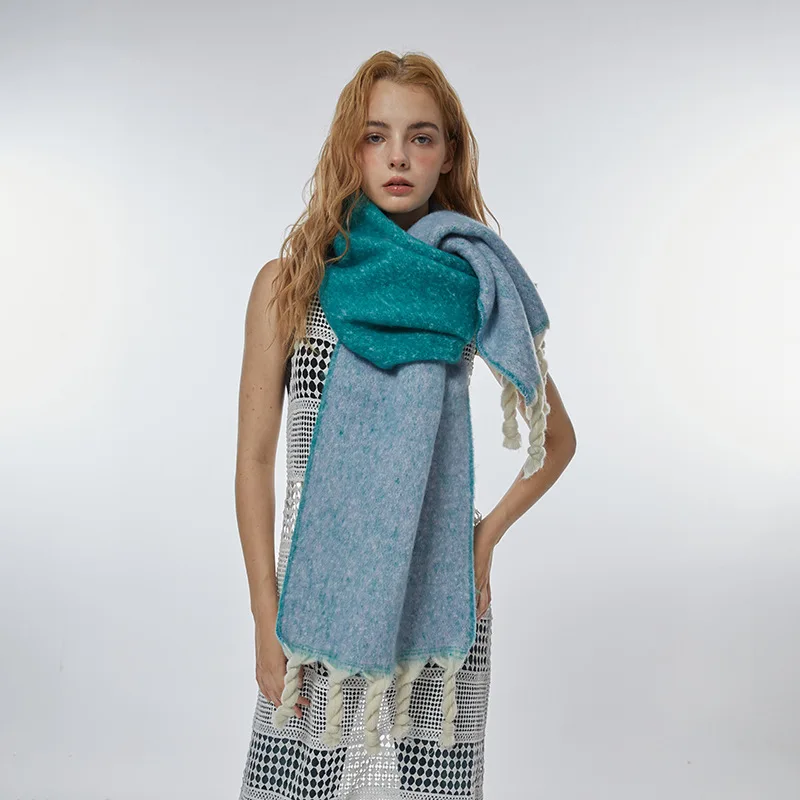 USPOP двухсторонний имитационный кашемировый шарф ручной работы для женщин Зимняя