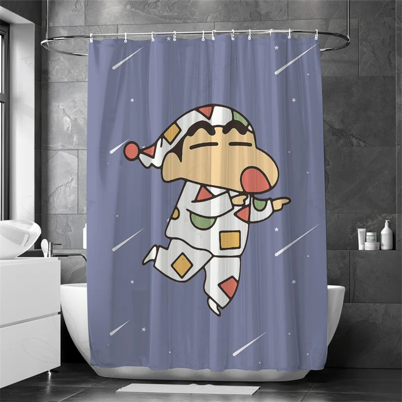 

Funny Japanese Animation Interesting Cute White Dog Pajama Boy Children Frabic Waterproof Polyester Bathroom Curtain with Hooks