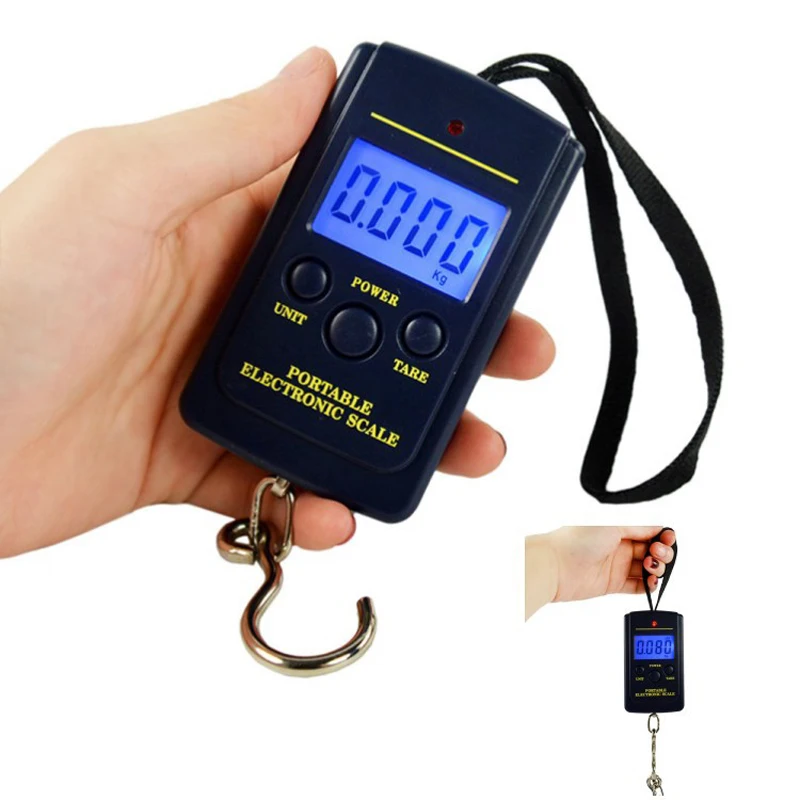 40kg 10g Electronic Mini Digital LCD Hanging Hook Scale Balance Weighting Portable FO Fishing Luggage Travel laboratory teaching