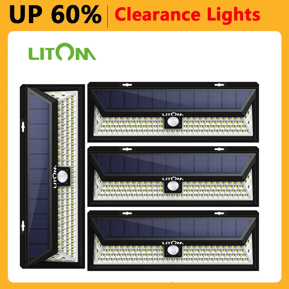 LITOM-Luces LED Solares inalÃ¡mbricas 102 para exteriores, Luces de seguridad con Sensor...