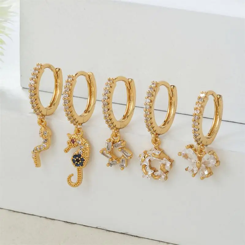 

Temperament Earrings Punk Ear Buckle Earrings Crystal Women Jewelry Butterfly Earrings Pendant Earring Hip-hop Zircon Earrings