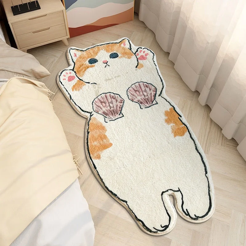 

Ins Cute Cat Bedroom Carpet Rectangle Bedside Kids Mats Bedroom Flooring Long Carpet Carton Carpets Non-slip Floor Mat Area Rugs