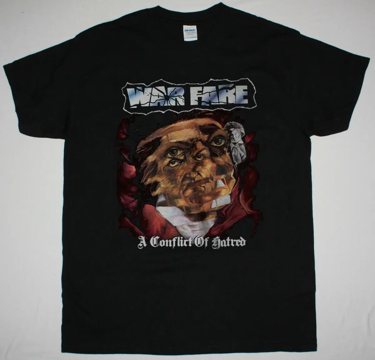 

WARFARE A CONFLICT OF HATRED 1988 BLACK T SHIRT SPEED METAL NWOBHM